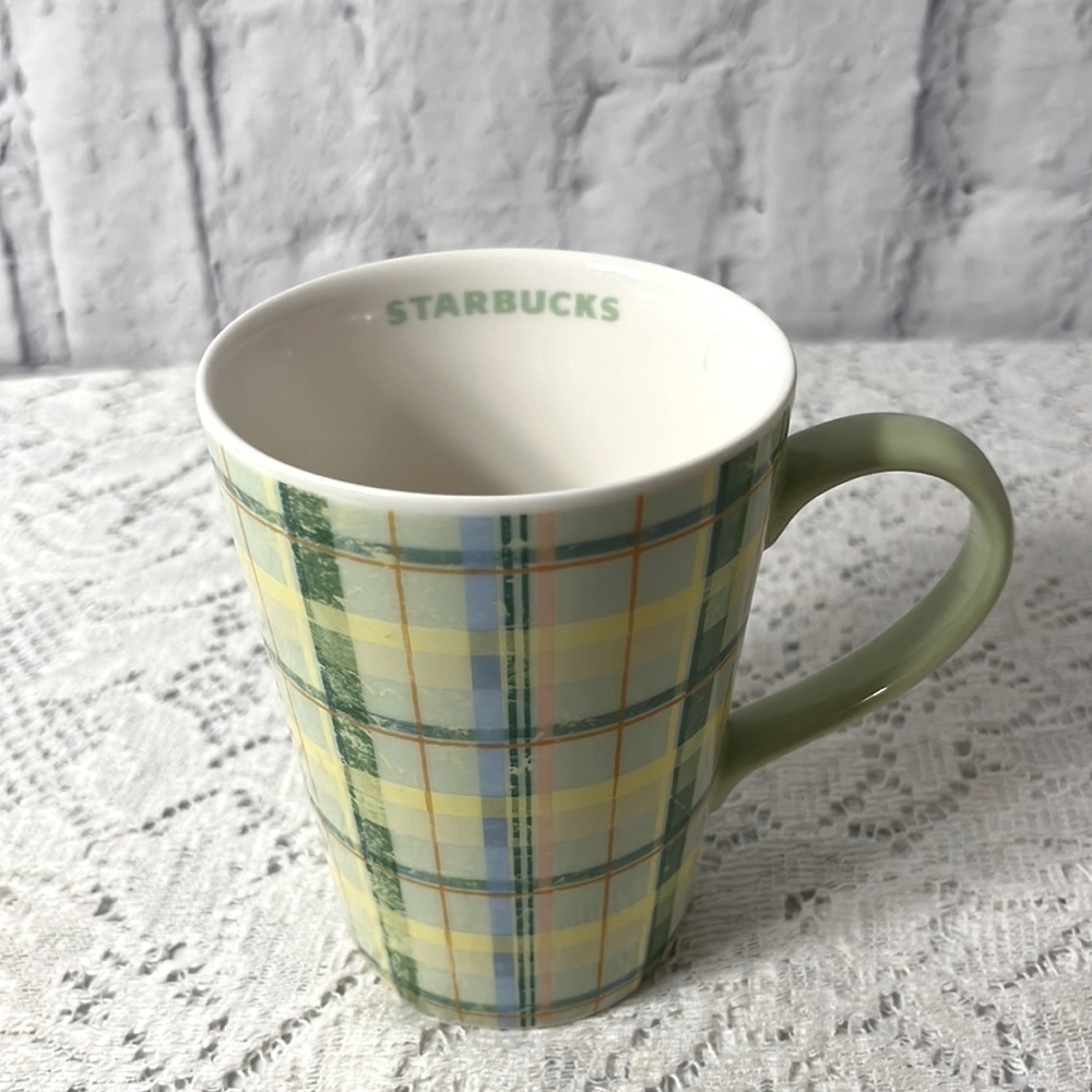 𝅺starbucks 2006 Green Plaid Mug